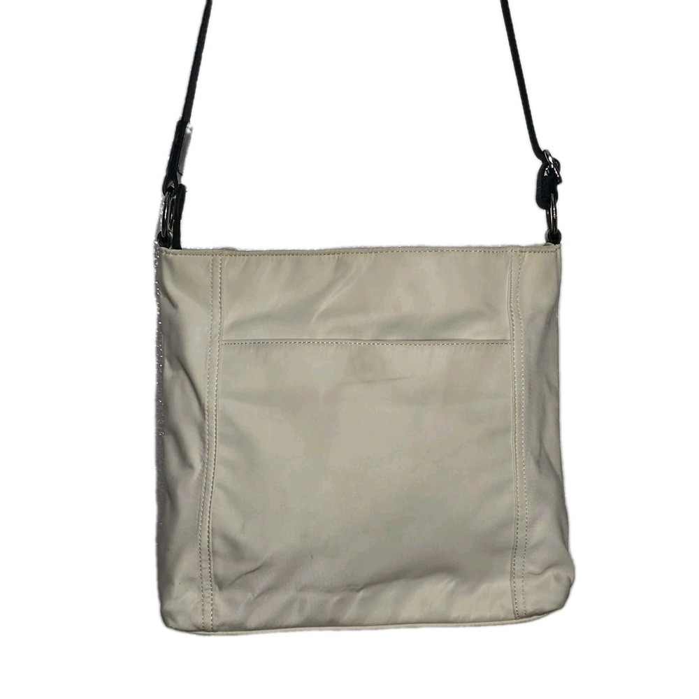Calvin Klein Crossbody Bag Cream Nylon Multi Zip Pocket Casual GUC - Picture 2 of 8